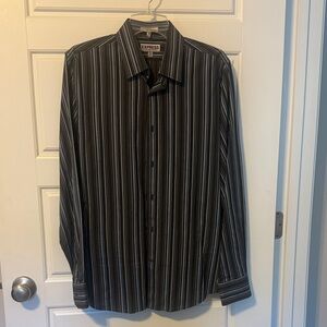 Express Men's Dark Striped Dress Shirt